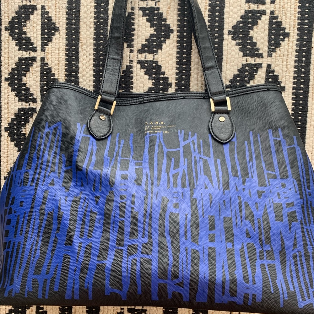 L.A.M.B black and blue tote bag